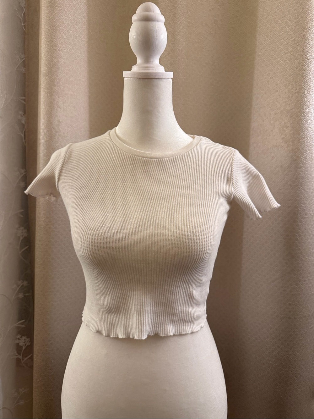 Pull&Bear Crop Crewneck Top - Cream